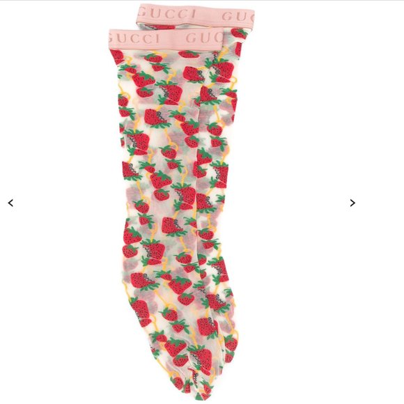 Gucci Accessories - Gucci Strawberry Horse-bit Pattern Socks in White